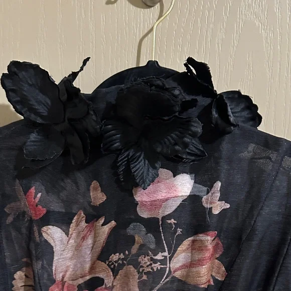 Zimmermann Black and Pink Floral Long Sleeve Dress - Picture 3 of 7